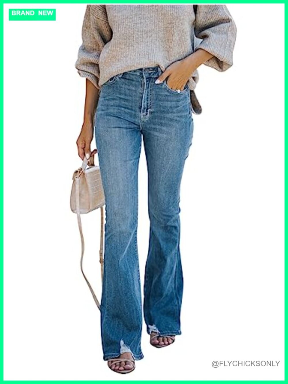 High Waisted Flare Bell Bottom Jeans Wide Leg Stretchy Denim Pants